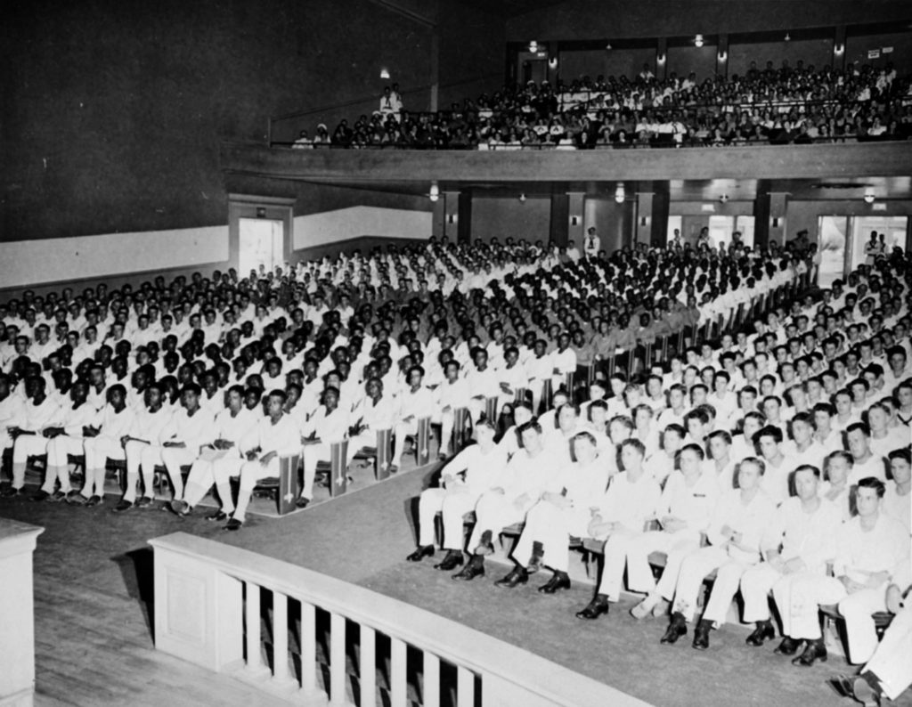 Segregated Paul Robeson concert at Naval Training Station, Great Lakes, Illinois, 1943.