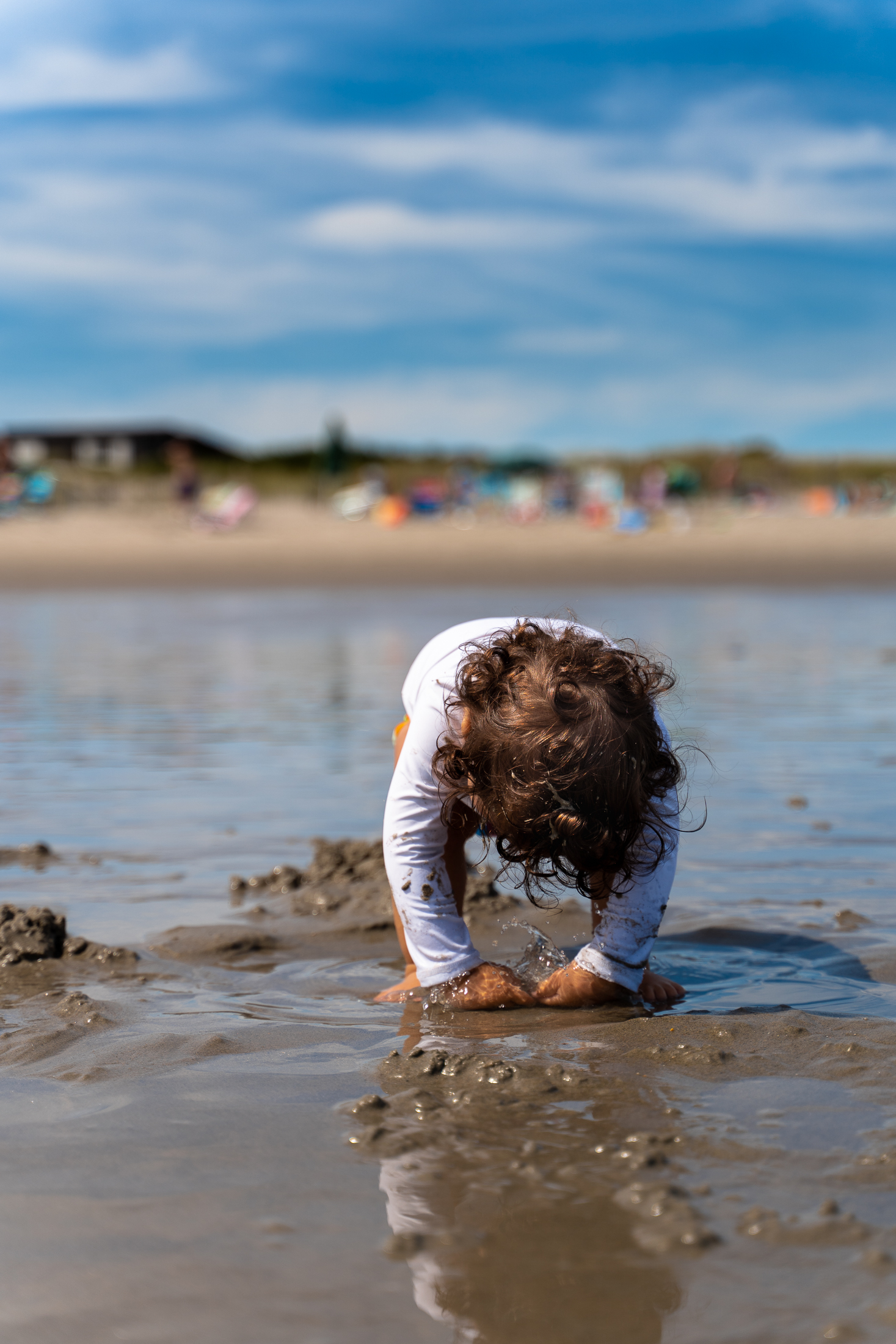 Digging through Sand. Narragansett, Rhode Island